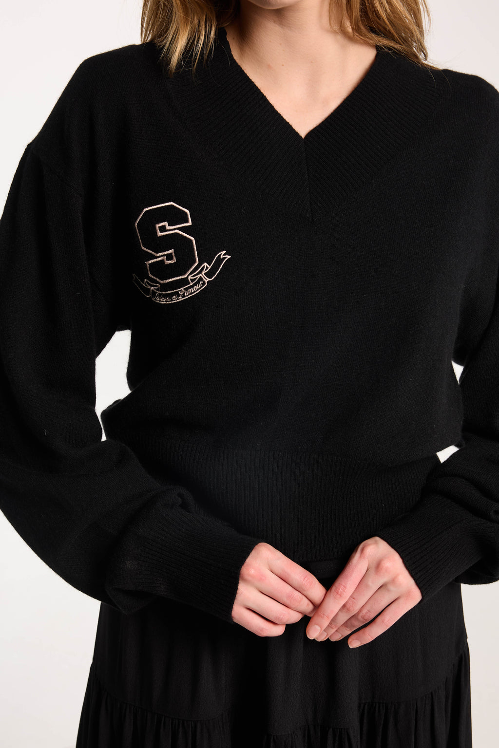 SALASAI SWEETHEART CASHMERE JUMPER-BLACK
