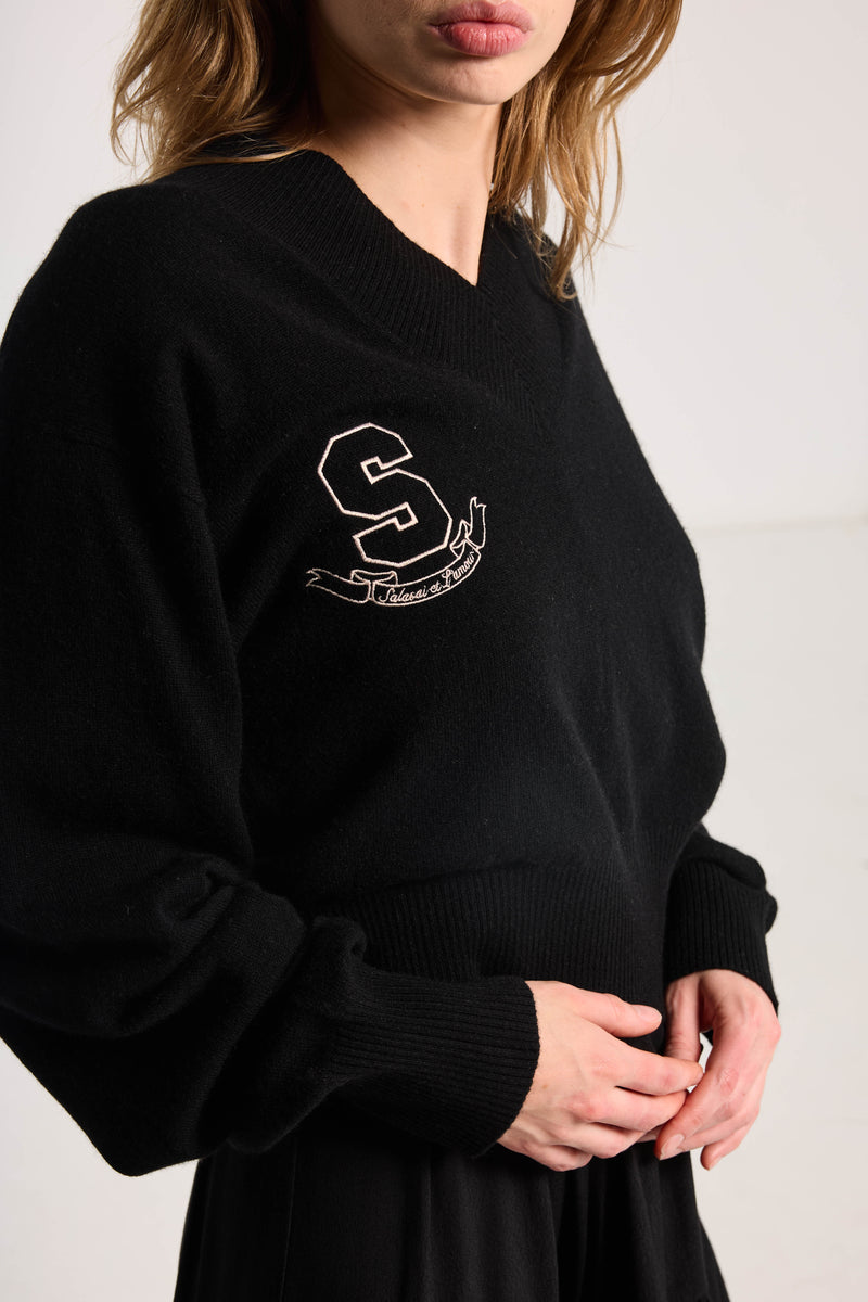 SALASAI SWEETHEART CASHMERE JUMPER-BLACK
