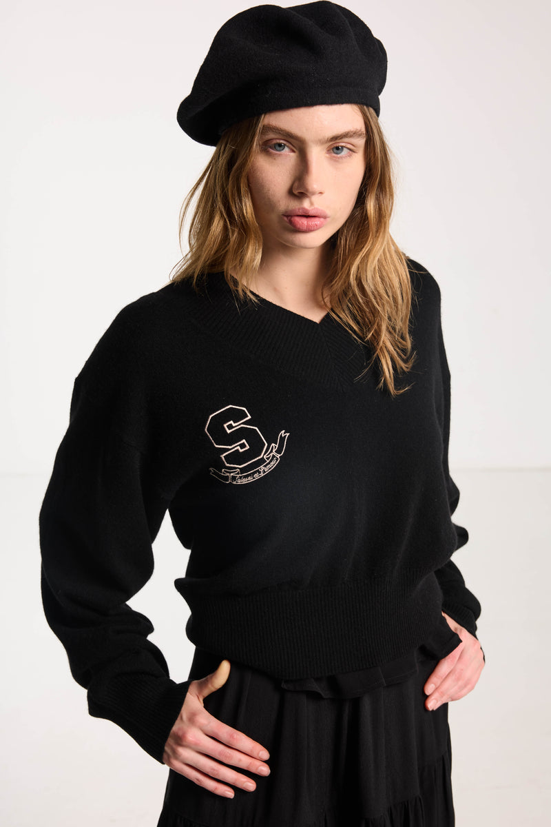 SALASAI SWEETHEART CASHMERE JUMPER-BLACK