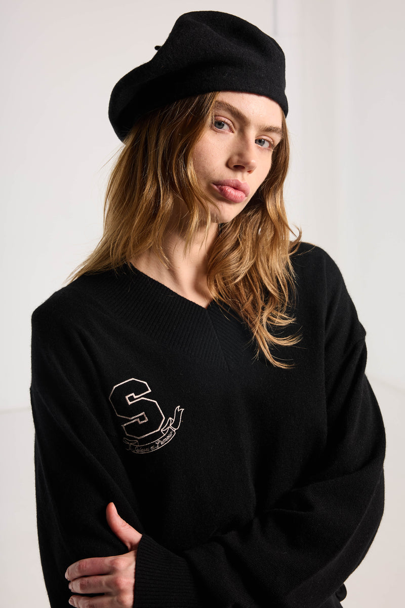 SALASAI SWEETHEART CASHMERE JUMPER-BLACK