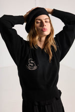 SALASAI SWEETHEART CASHMERE JUMPER-BLACK