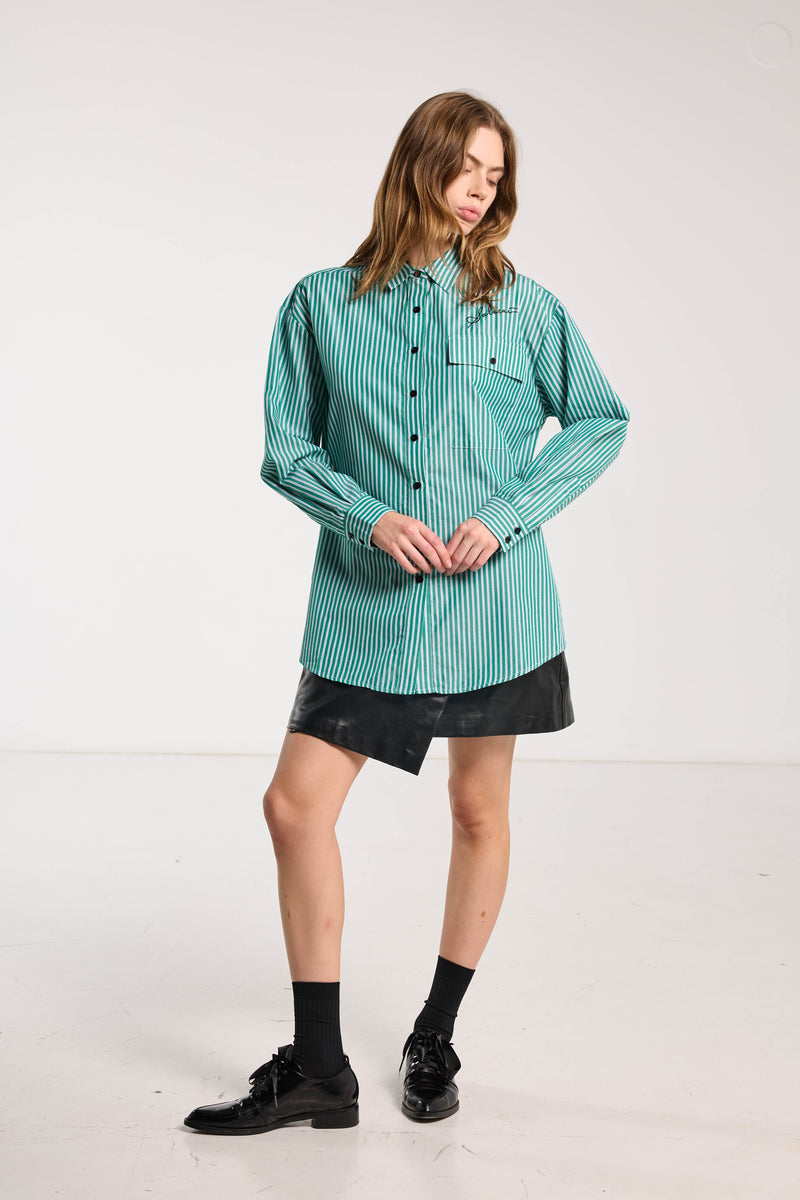 SALASAI DEAR JOHN SHIRT-GREEN STRIPE