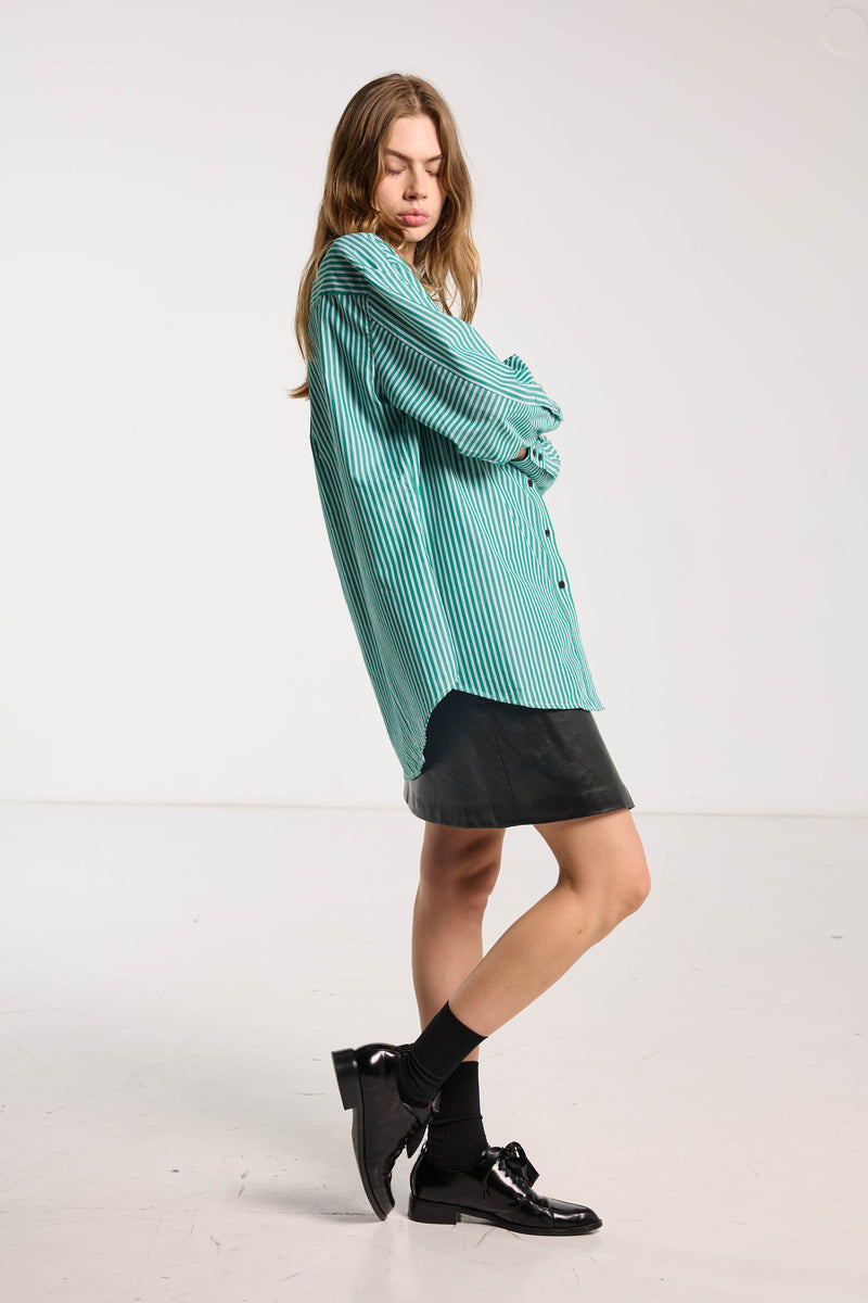 SALASAI DEAR JOHN SHIRT-GREEN STRIPE
