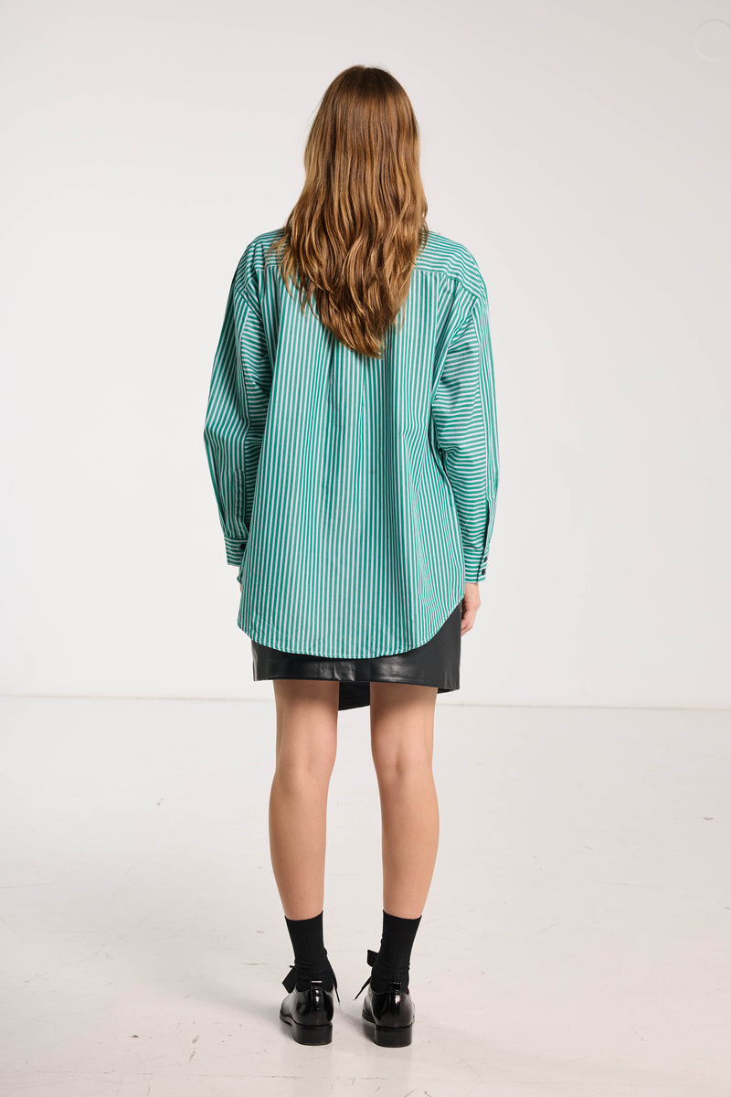 SALASAI DEAR JOHN SHIRT-GREEN STRIPE