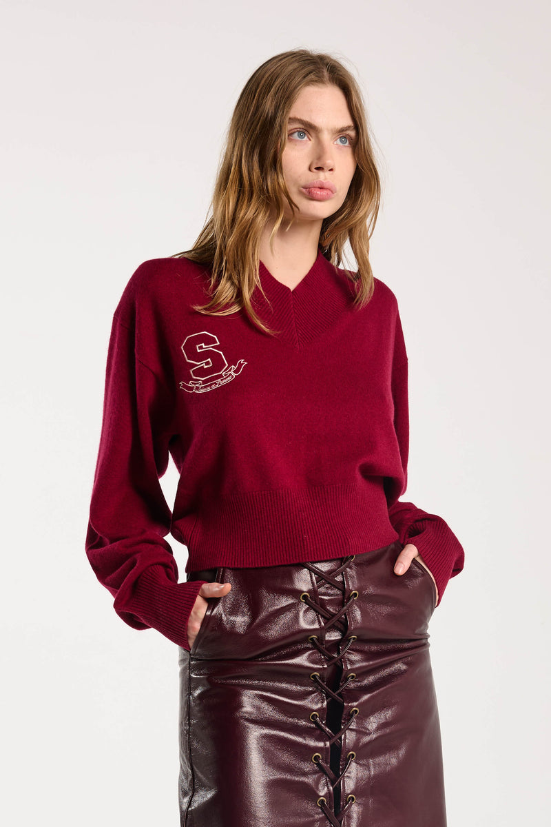 SALASAI SWEETHEART CASHMERE JUMPER-RASPBERRY