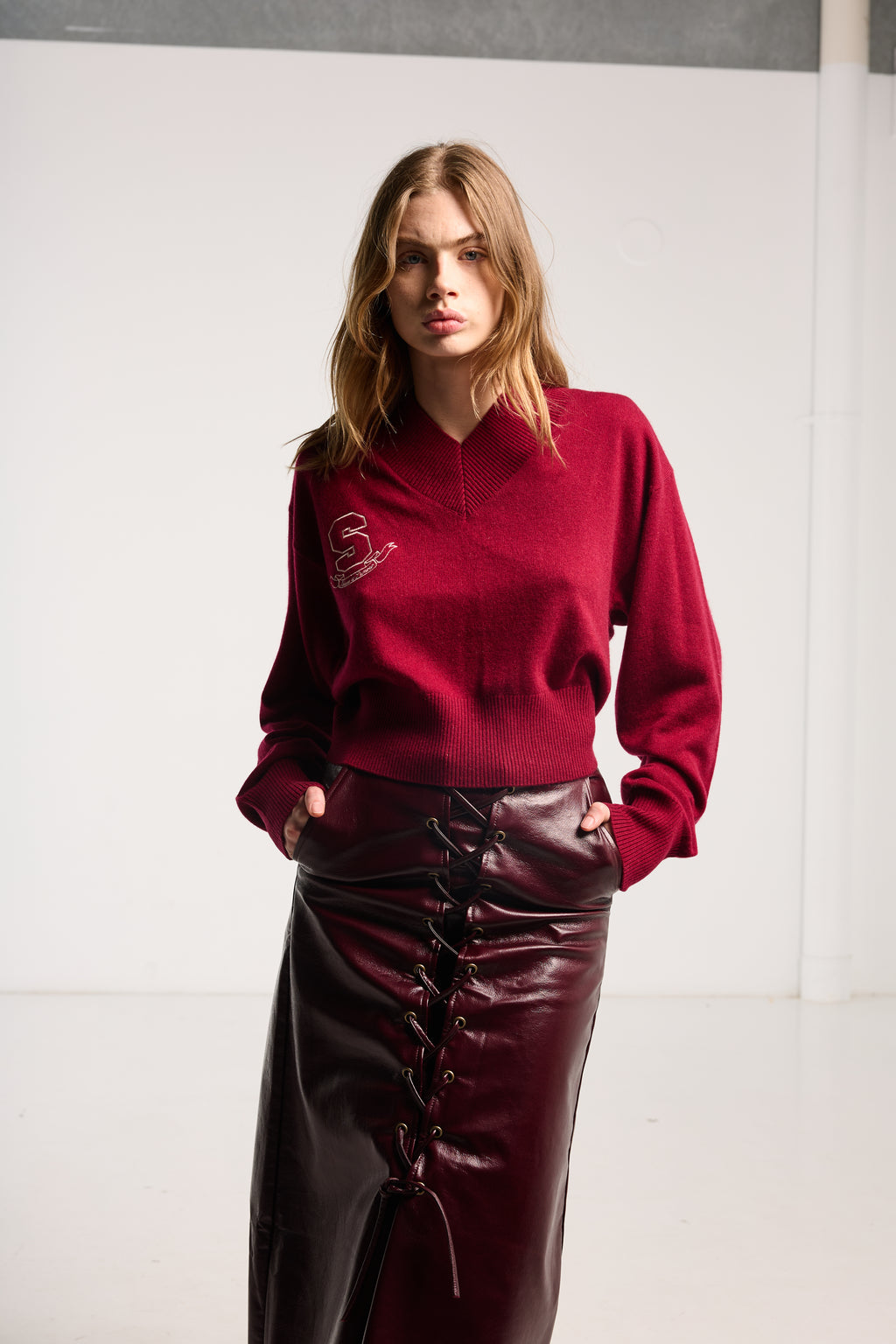 SALASAI SWEETHEART CASHMERE JUMPER-RASPBERRY