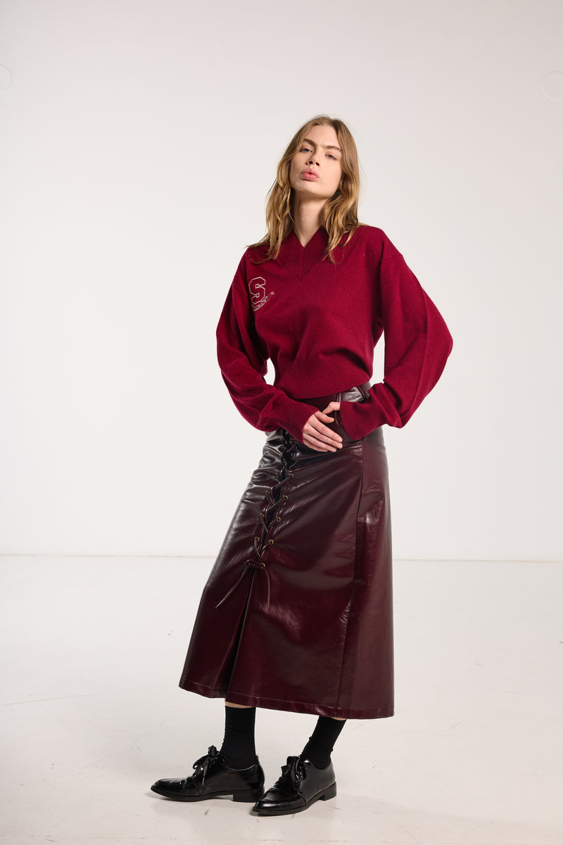SALASAI SWEETHEART CASHMERE JUMPER-RASPBERRY