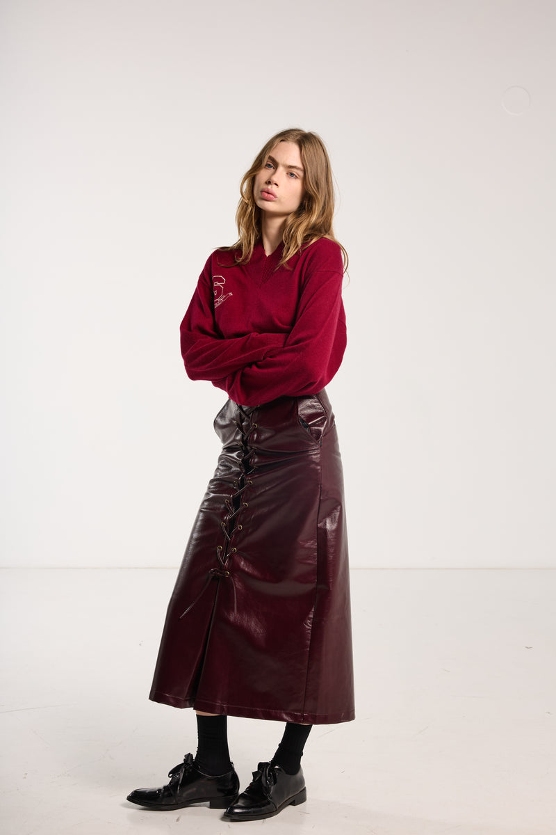 SALASAI SWEETHEART CASHMERE JUMPER-RASPBERRY