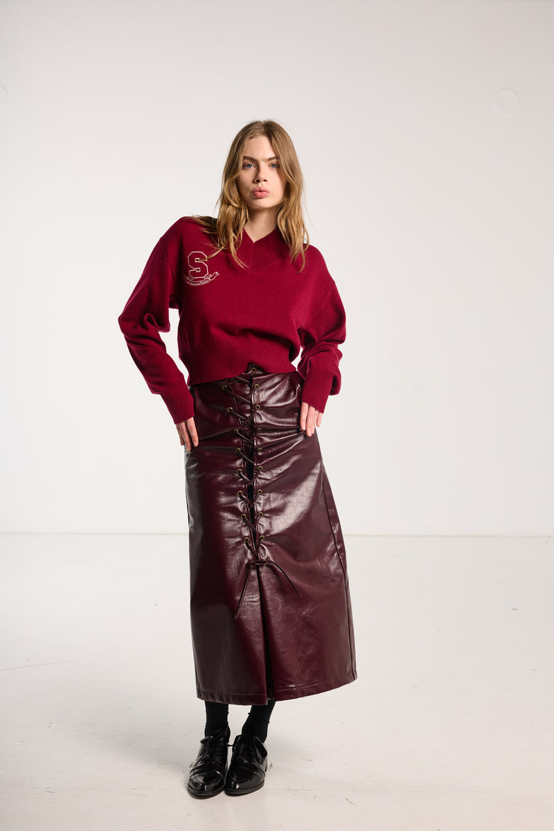 SALASAI SWEETHEART CASHMERE JUMPER-RASPBERRY