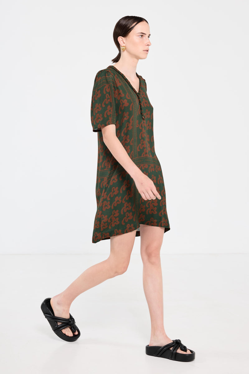 SALASAI PLANTATION SHIFT T DRESS-GREEN