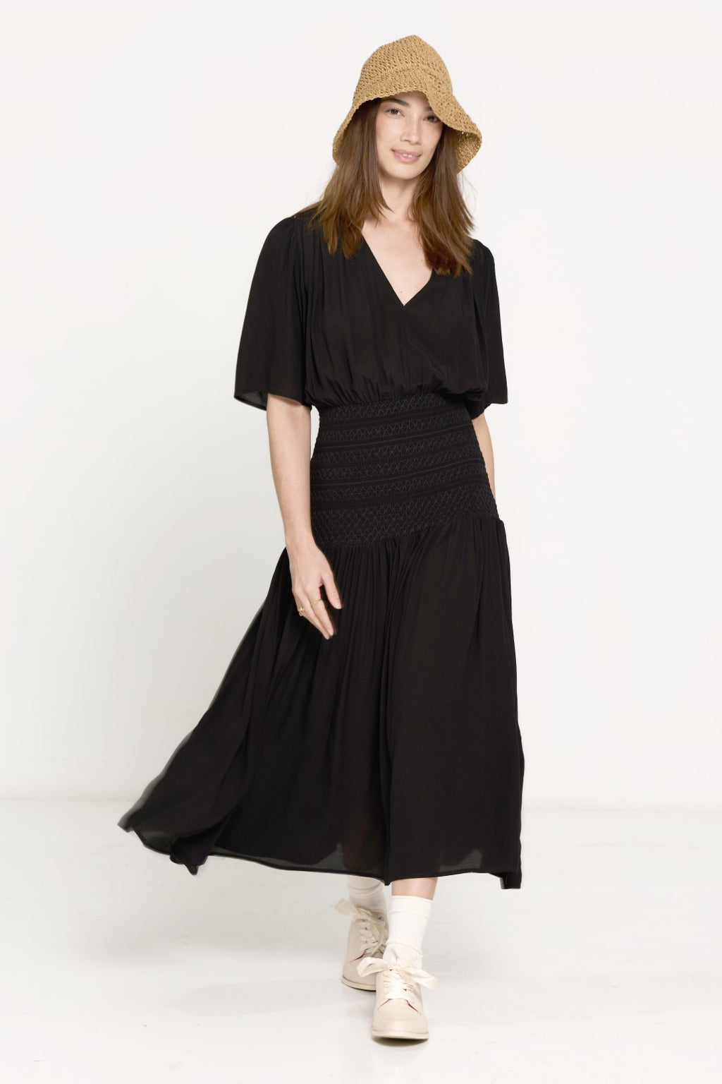 SALASAI JEZEBEL DRESS SHIRRED-BLACK