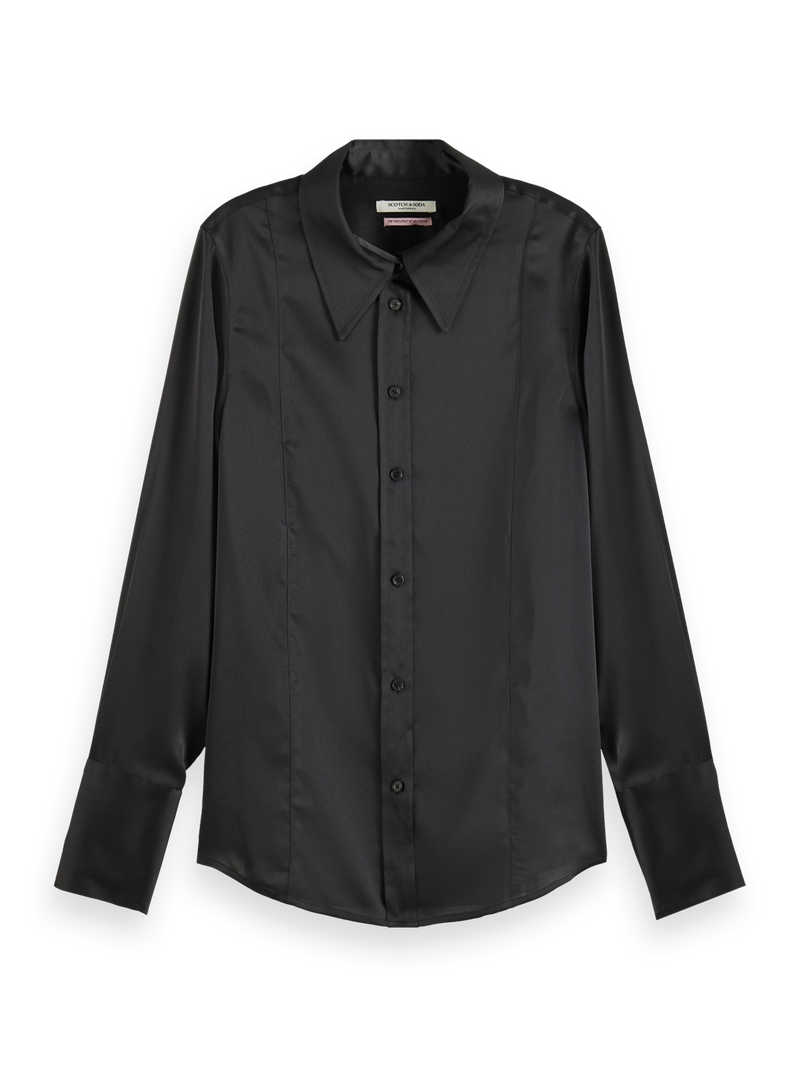 MAISON SATIN SHIRT-BLACK