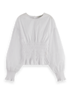 MAISON SMOCKED TOP-WHITE