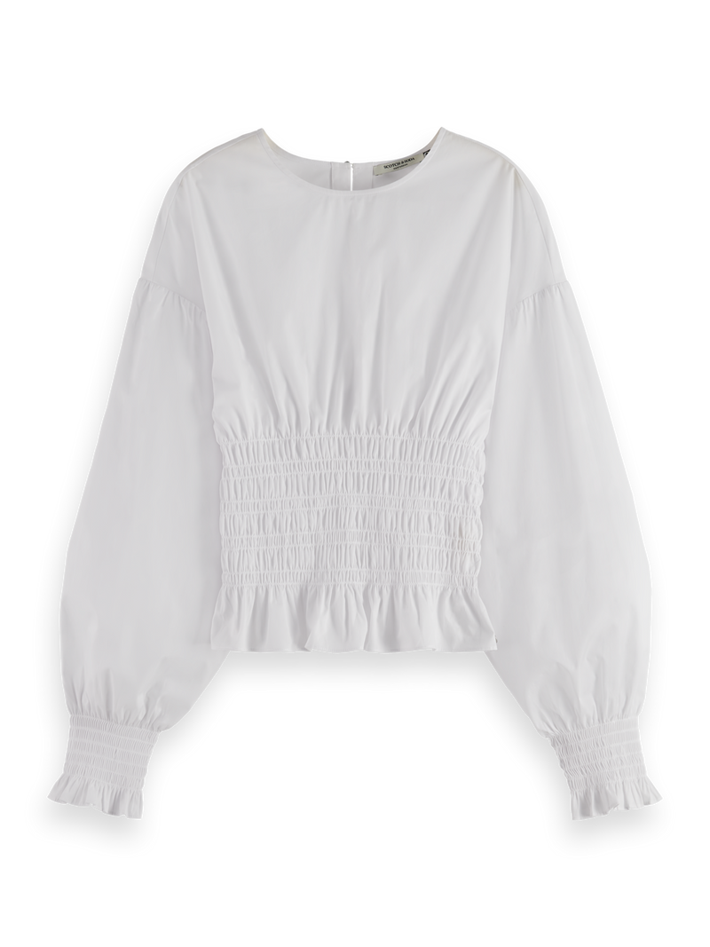 MAISON SMOCKED TOP-WHITE