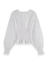 MAISON SMOCKED TOP-WHITE