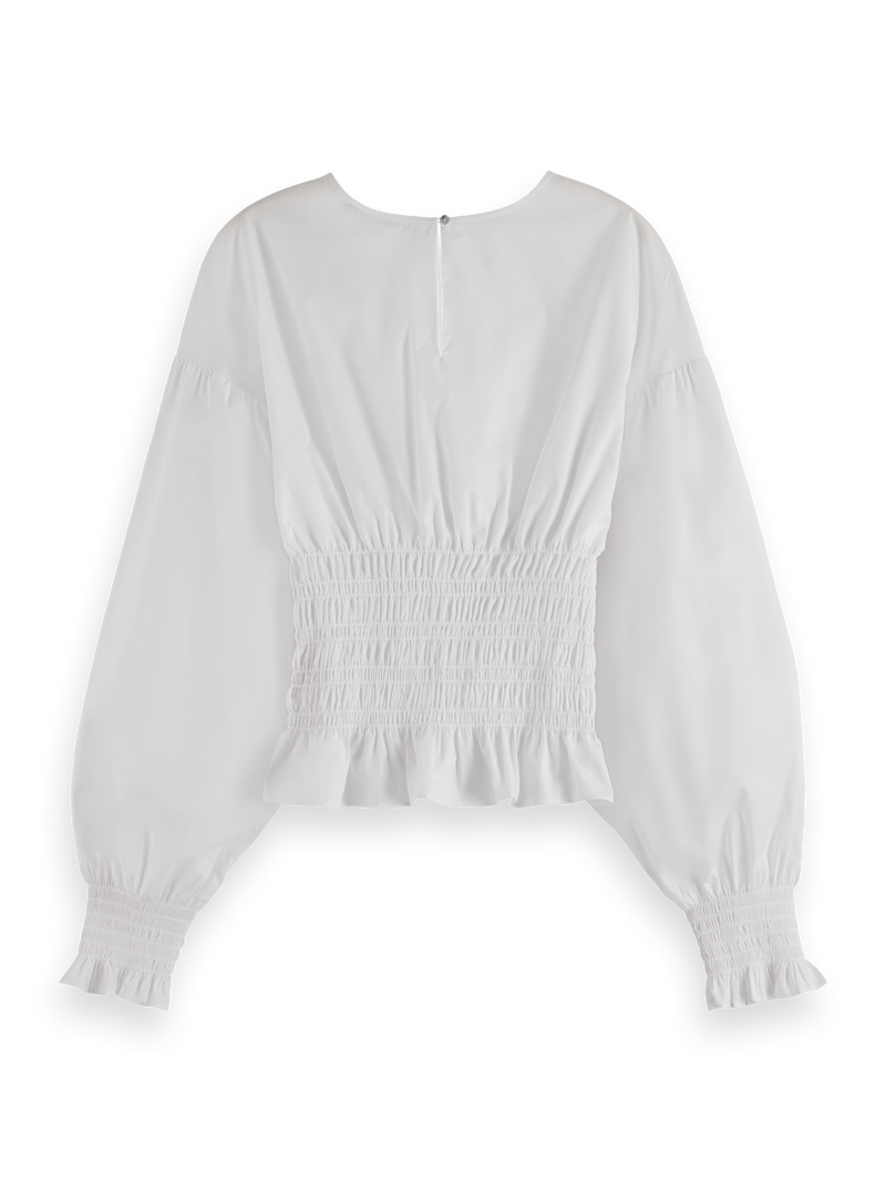 MAISON SMOCKED TOP-WHITE