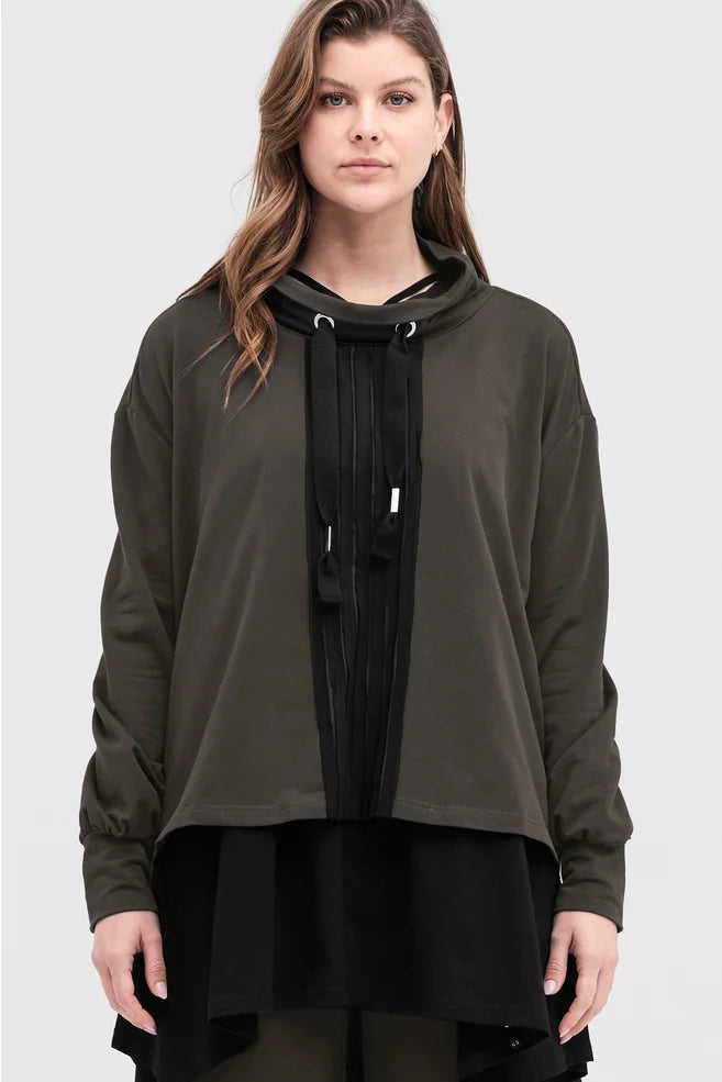 TAYLOR STRIP BRINK SWEATER-TARMAC/BLACK