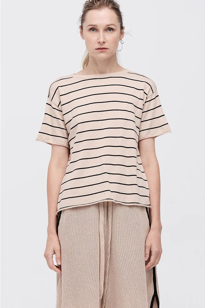 TAYLOR STRIPE SOLACE TEE-CAMEL/BLACK