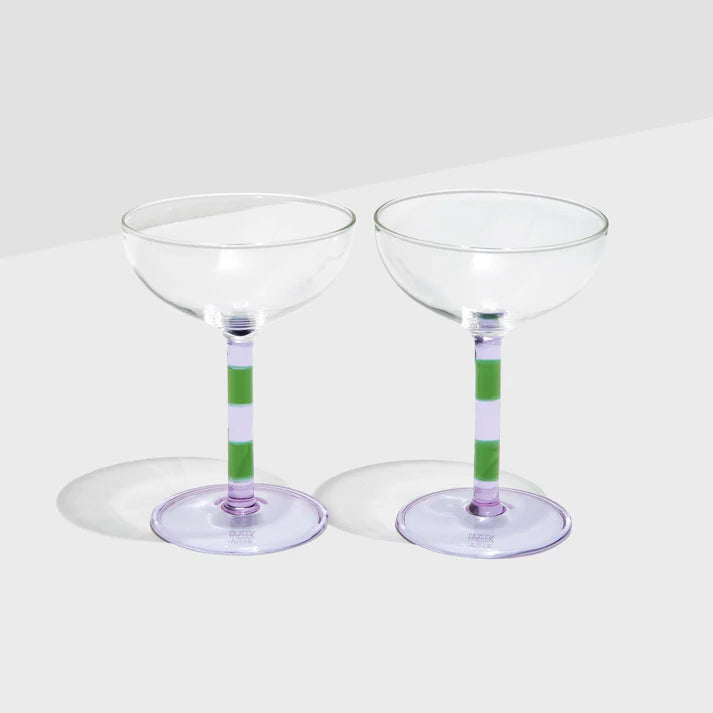 FAZEEK STRIPE COUPLES GLASS-LILAC&GREEN