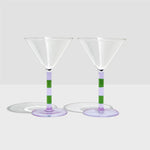 FAZEEK STRIPE MARTINI GLASSES-LILAC&GREEN