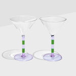 FAZEEK STRIPE MARTINI GLASSES-LILAC&GREEN