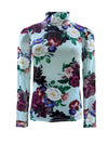 TRELISE COOPER NECK OF THE WOODS TOP-BLUE FLORAL