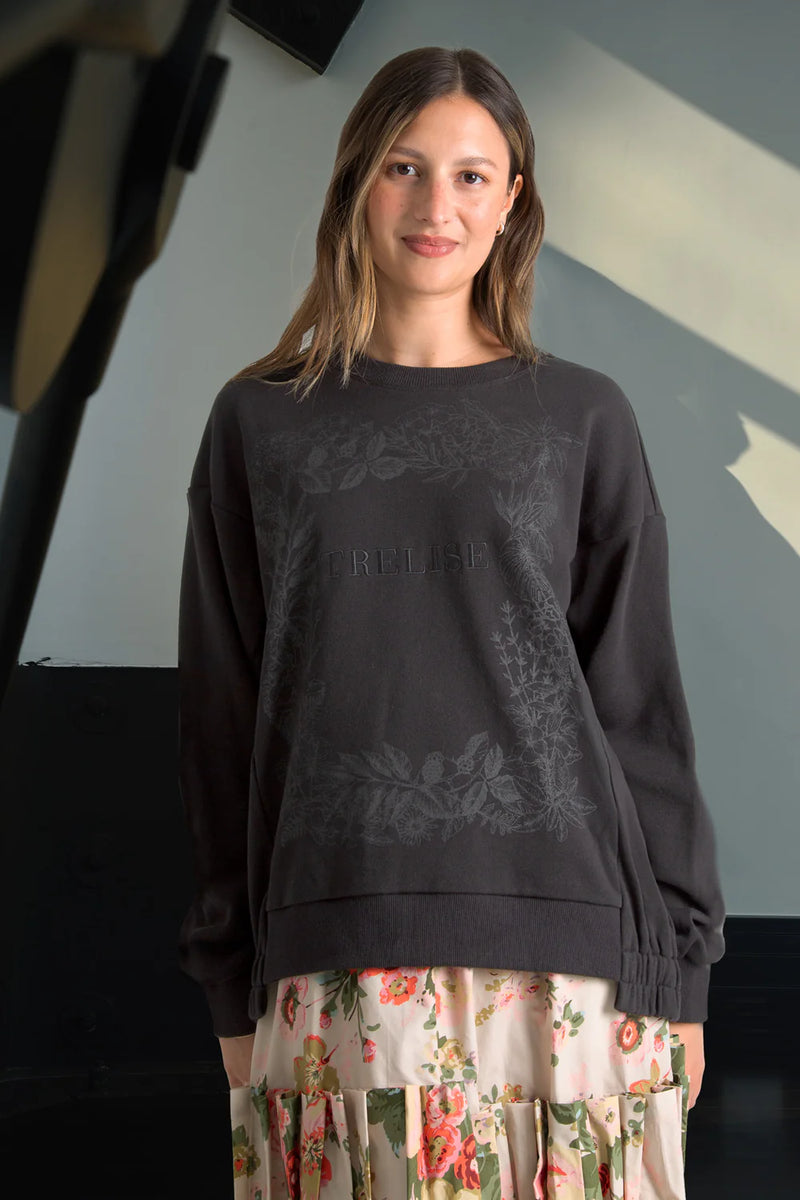 TRELISE COOPER WREATH MY MIND SWEATSHIRT-BLACK/BLACK