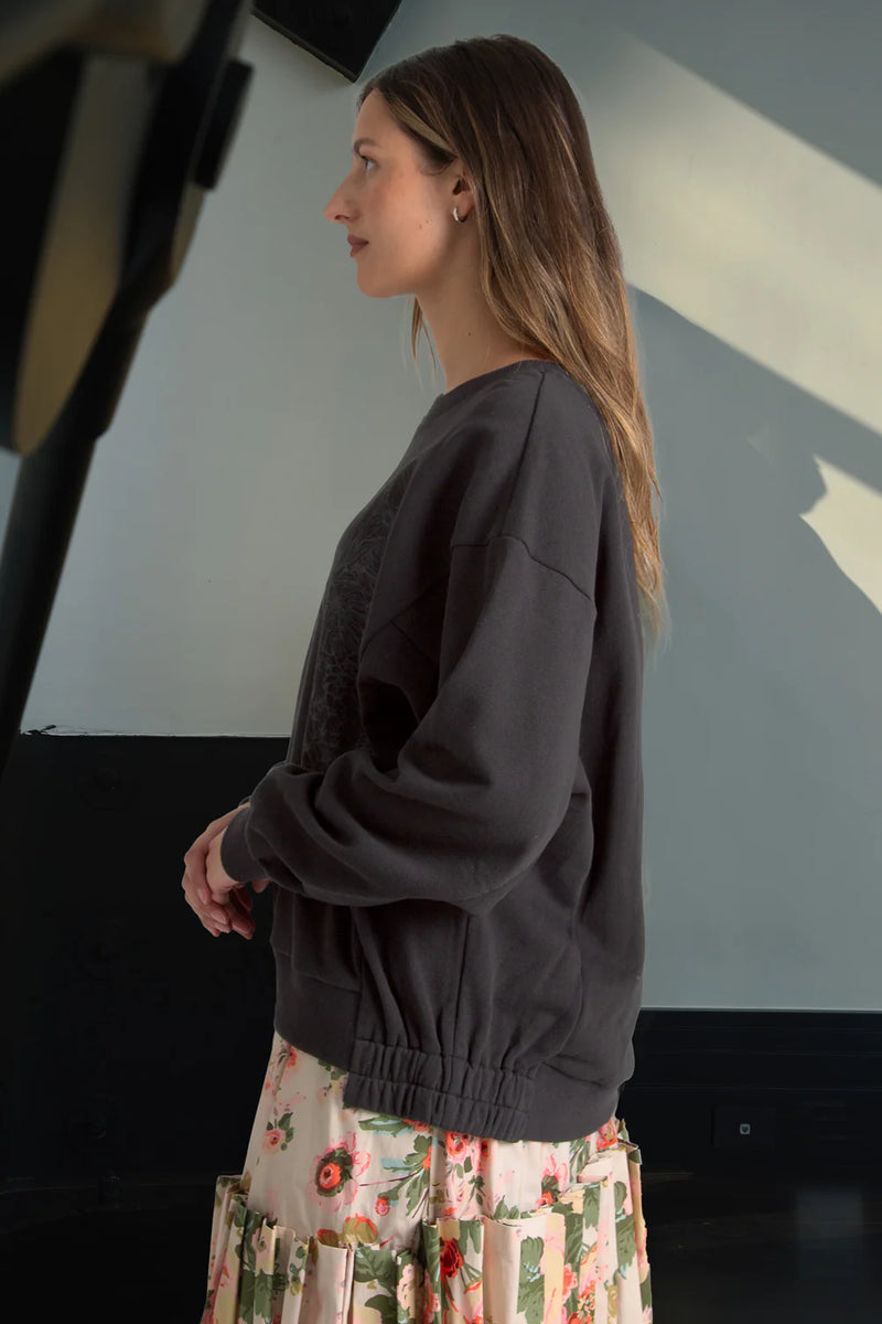 TRELISE COOPER WREATH MY MIND SWEATSHIRT-BLACK/BLACK
