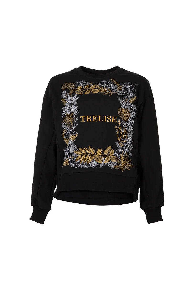 TRELISE COOPER WREATH MY MIND SWEATSHIRT-BLACK/BRONZE