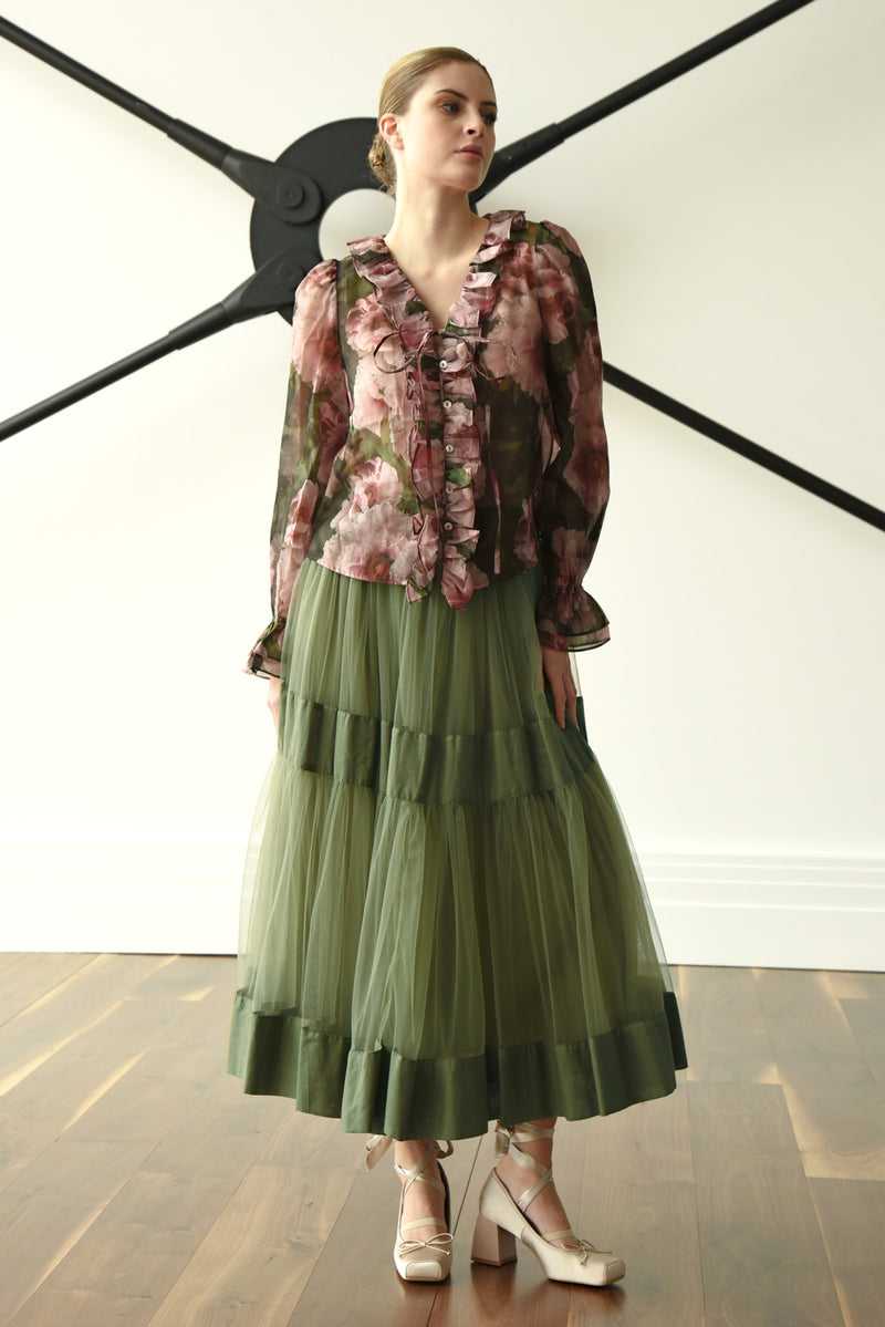 TRELISE COOPER TIER DIARY SKIRT-MOSS