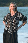 TRELISE COOPER RUFFLE MY LOVE BLOUSE-BLACK/WHITE