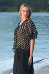 TRELISE COOPER RUFFLE MY LOVE BLOUSE-BLACK/WHITE