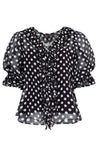 TRELISE COOPER RUFFLE MY LOVE BLOUSE-BLACK/WHITE