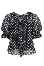 TRELISE COOPER RUFFLE MY LOVE BLOUSE-BLACK/WHITE