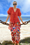 TRELISE COOPER RUFFLE MY LOVE BLOUSE-RED/WHITE