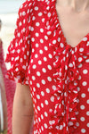TRELISE COOPER RUFFLE MY LOVE BLOUSE-RED/WHITE