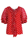 TRELISE COOPER RUFFLE MY LOVE BLOUSE-RED/WHITE