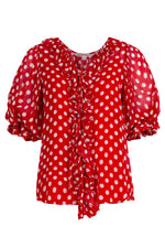 TRELISE COOPER RUFFLE MY LOVE BLOUSE-RED/WHITE