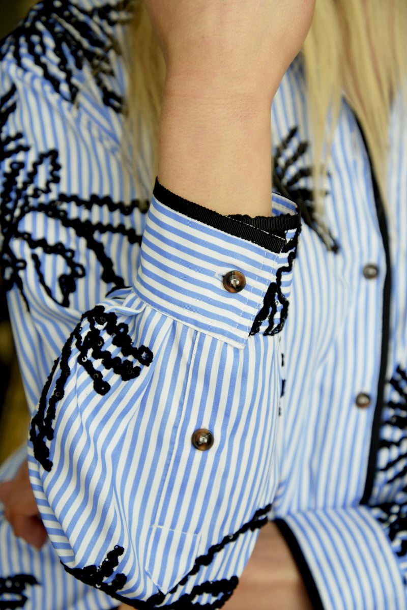 TRELISE COOPER DRIFT AWAY SHIRT-BLUE/BLACK