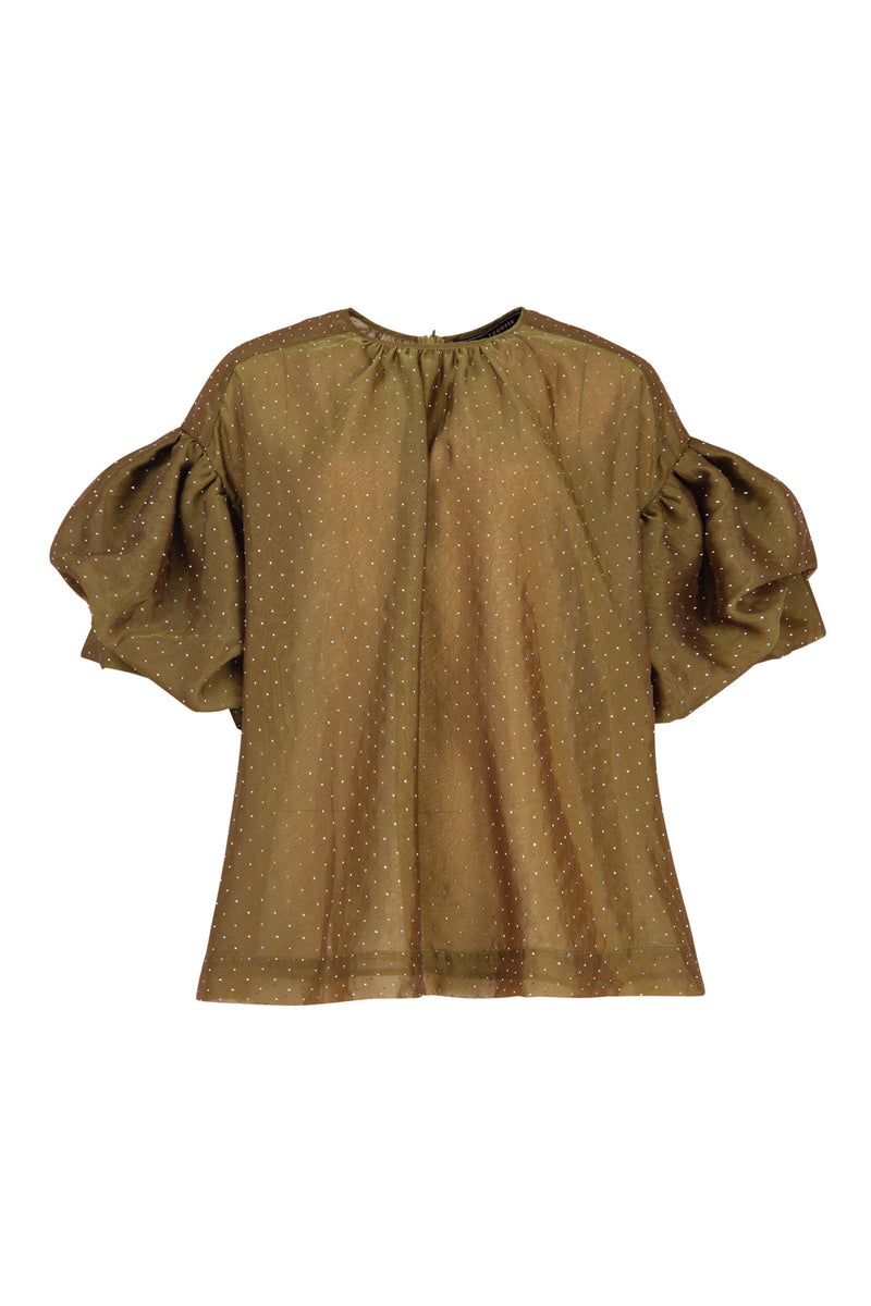 TRELISE COOPER A PROBLEM SHEER-ED BLOUSE-OLIVE – Trumps Clothing