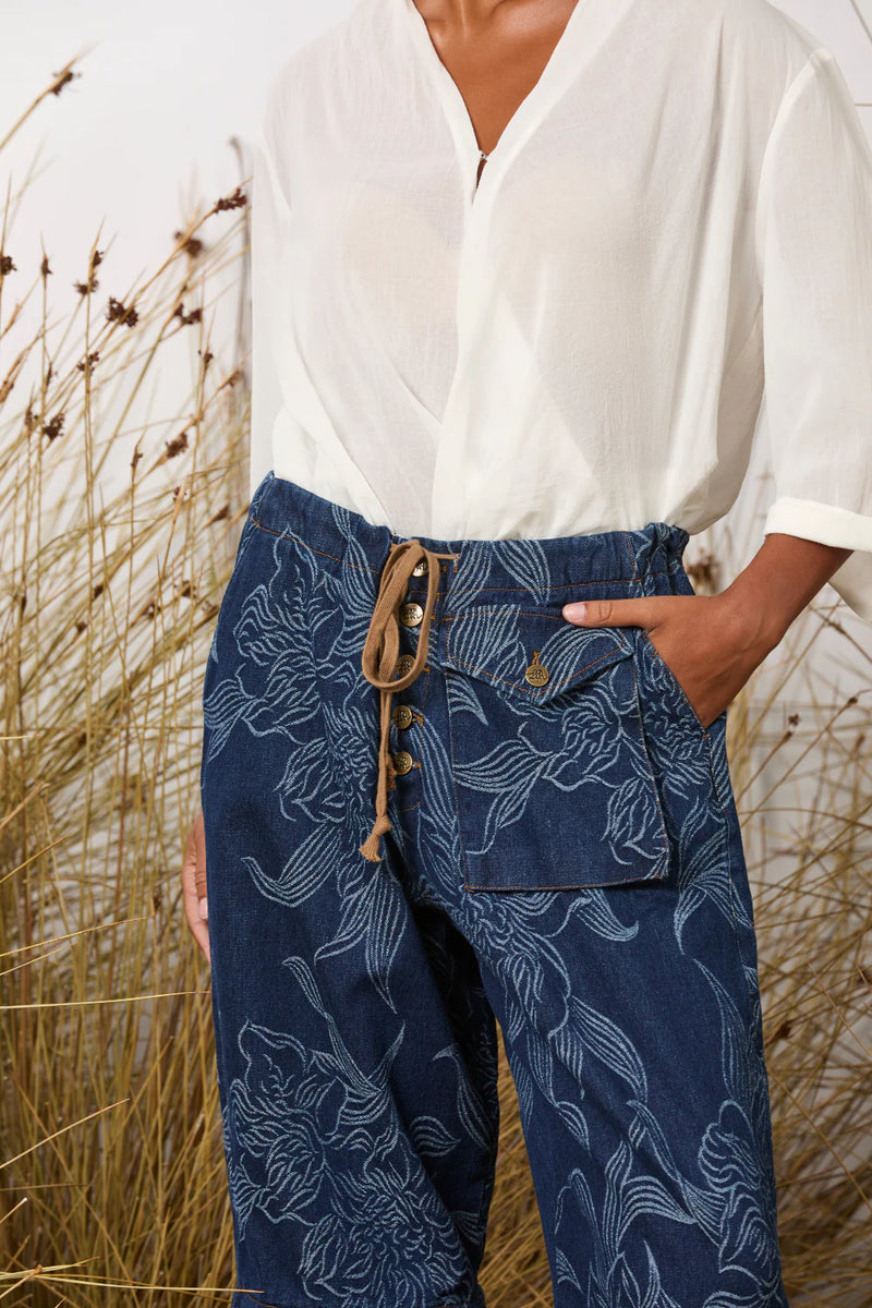 MAUD DAINTY TRUCKER PANT-ORCHIDS