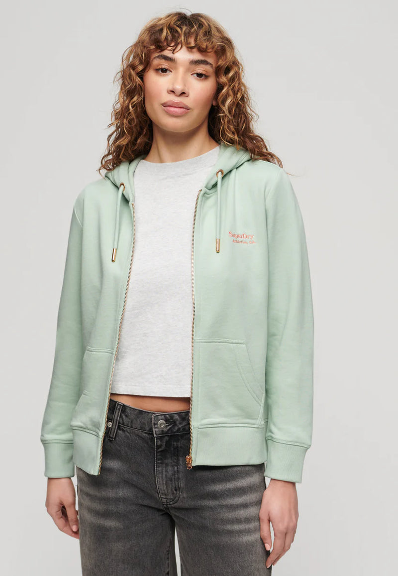 SUPERDRY ESSENTIAL LOGO ZIPHOOD UB-GREEN