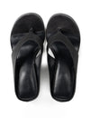 LA TRIBE WEDGE THONG - BLACK SATIN