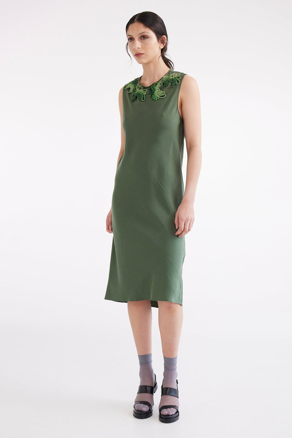 ZAMBESI BIAS SHIFT DRESS-PINE