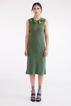 ZAMBESI BIAS SHIFT DRESS-PINE