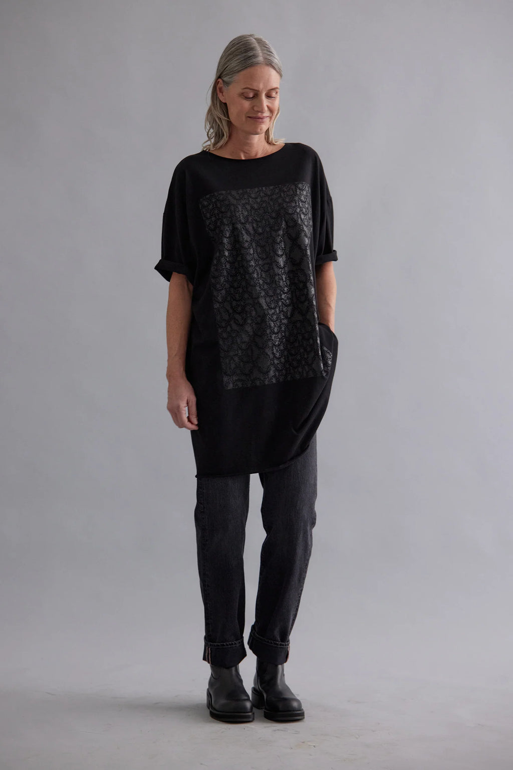 ZAMBESI CHAINMAIL T DRESS-BLACK/BLACK