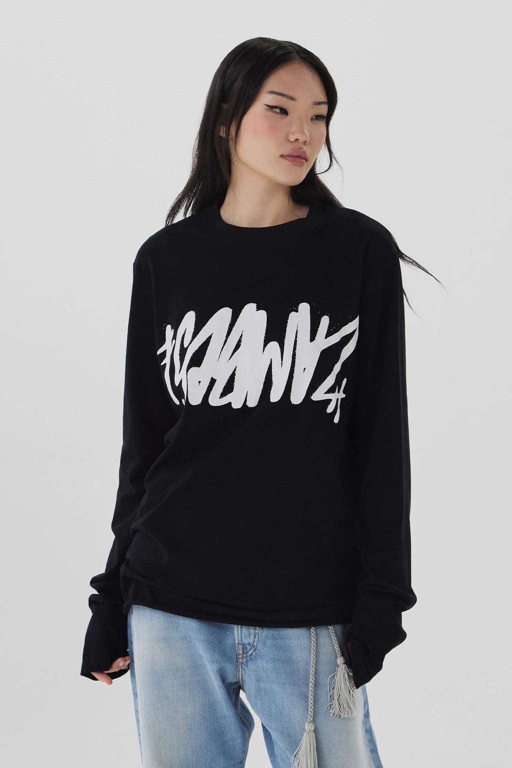 ZAMBESI GRAFFITI LONG SLEEVE TOP-BLACK/WHITE