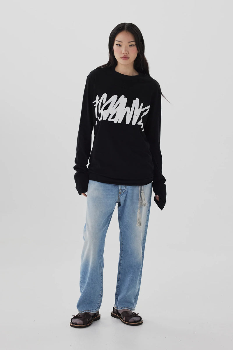 ZAMBESI GRAFFITI LONG SLEEVE TOP-BLACK/WHITE