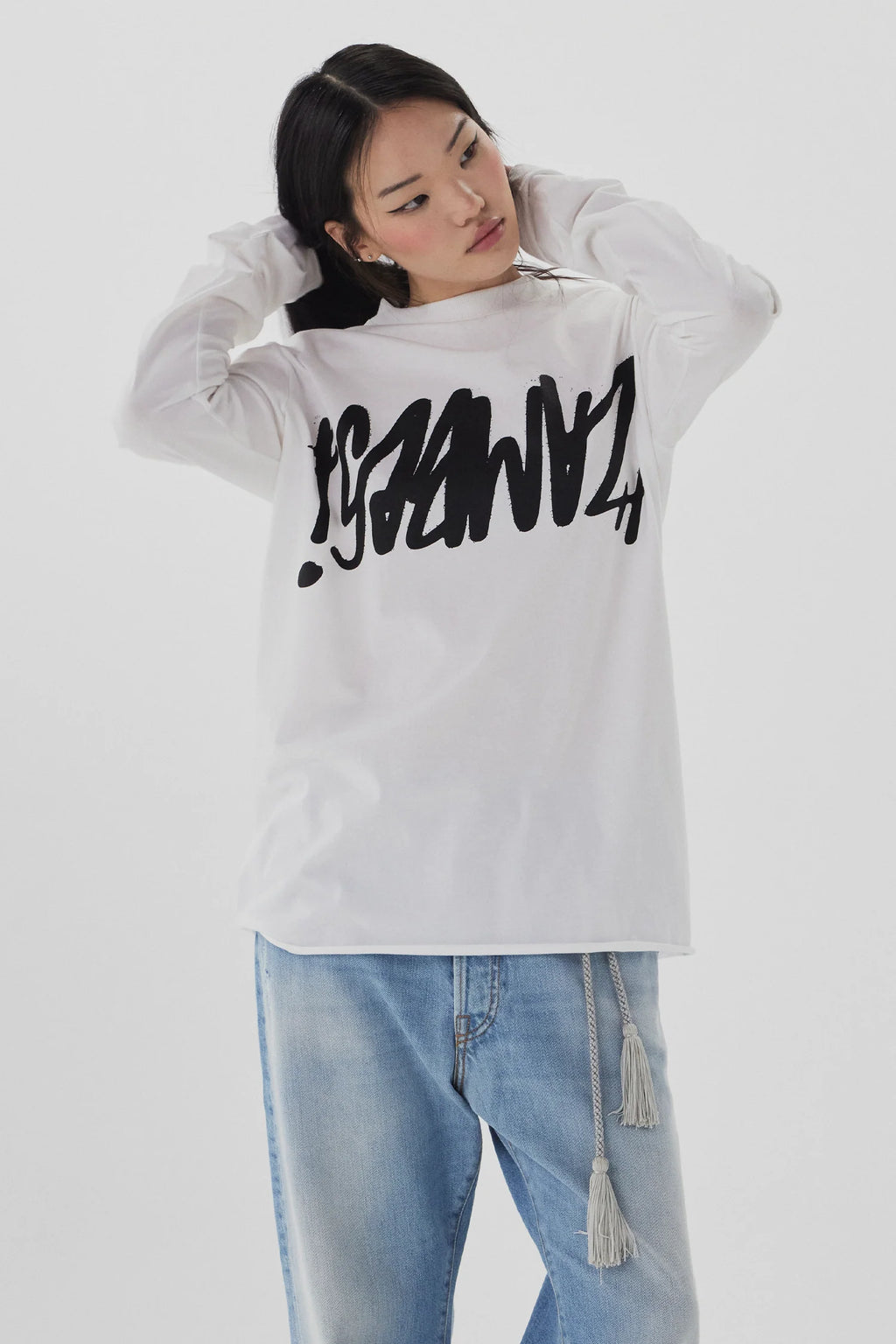 ZAMBESI GRAFFITI LONG SLEEVE TOP-WHITE/BLACK