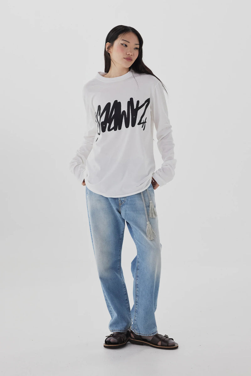 ZAMBESI GRAFFITI LONG SLEEVE TOP-WHITE/BLACK